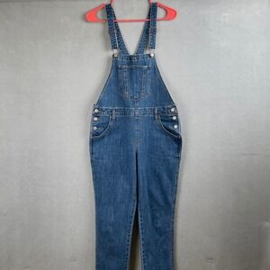 Old Navy Womens Boyfriend Overalls Stretch Denim Blue Cottage Farm Work Retro 6
